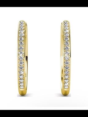 Cate & Chloe Yellow Gold Plated Hoop Earrings - Swarovski Crystals